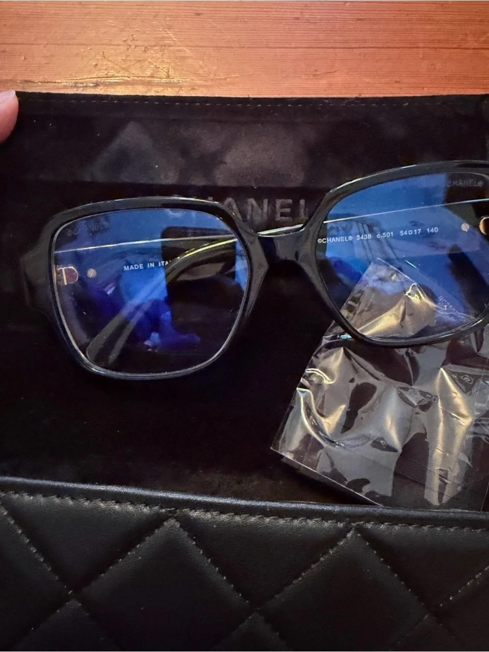 Square Blue Light Glasses - Black & Gold with Heart Logo